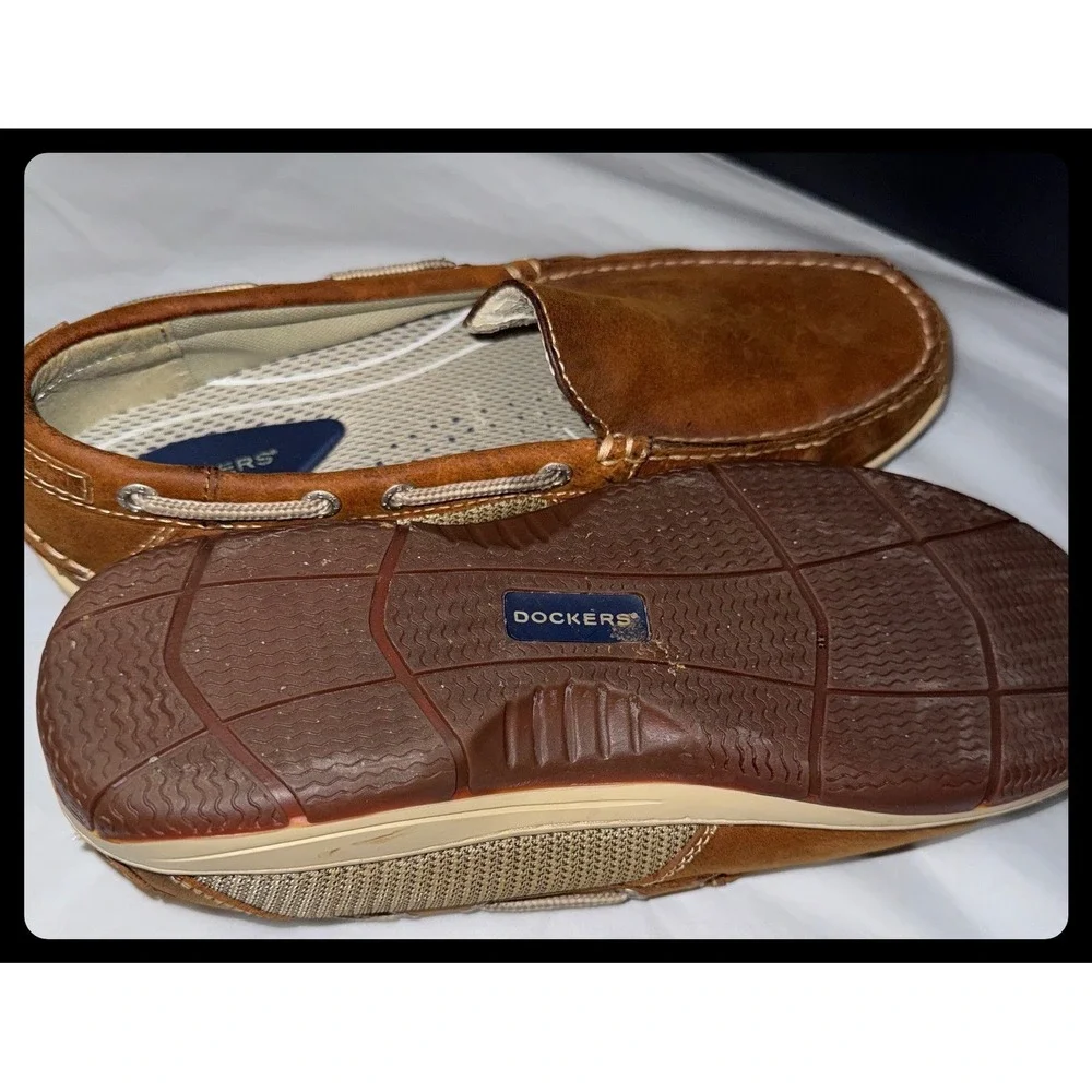 Dockers Boat Shoes‎ Mens 10 Brown Leather Slip On Casual Loafers